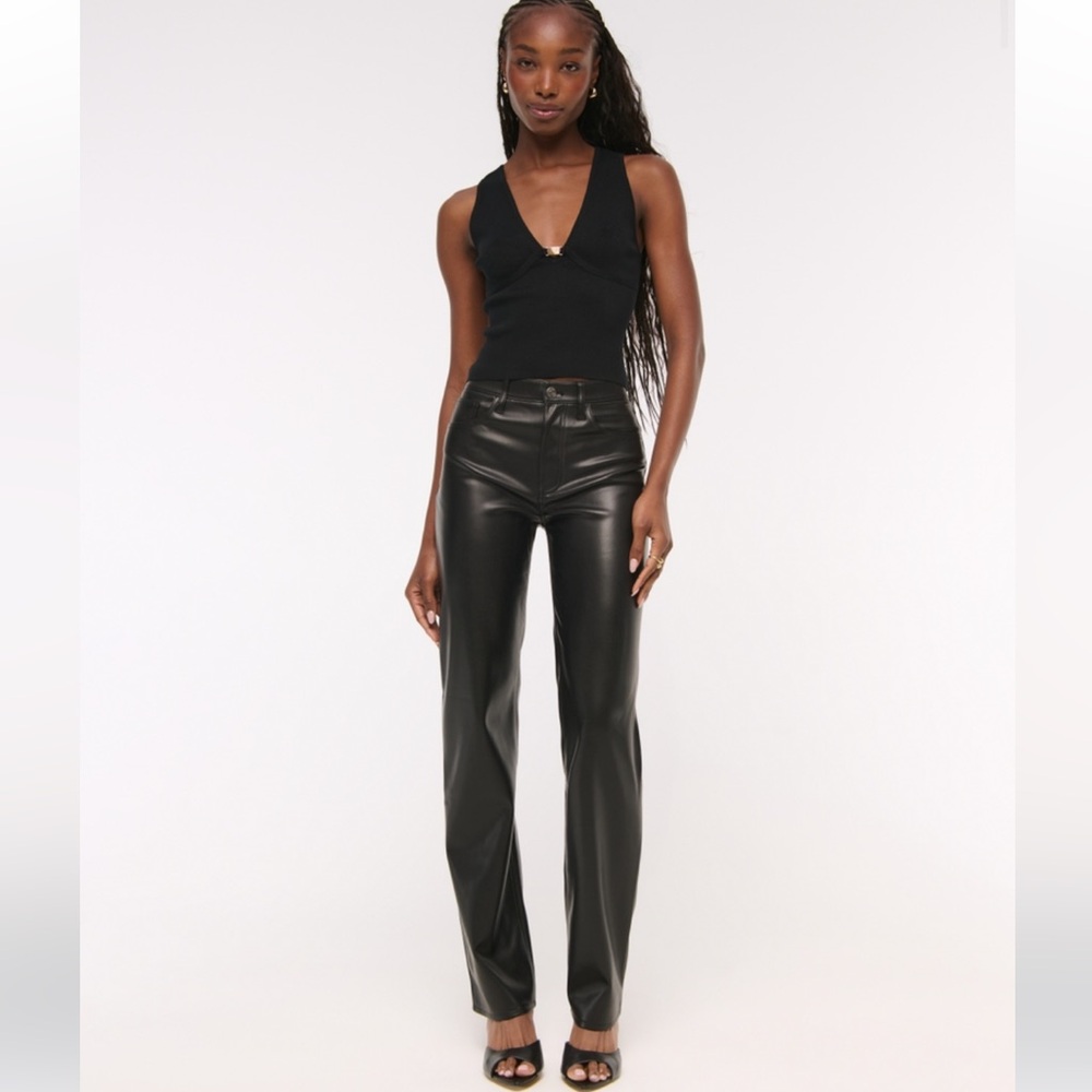 Abercrombie & Fitch Vegan Leather Straight Leg Pants